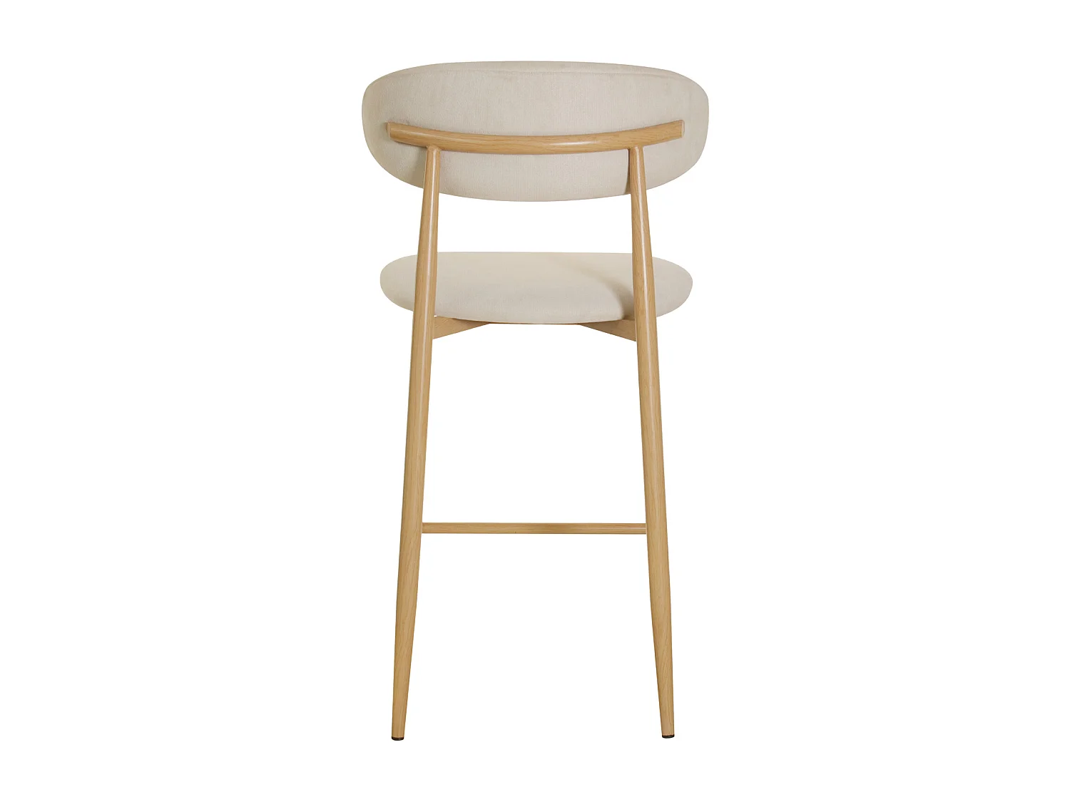 Set aus 2 Barhockern in Beige und Metall mit hellem Holzeffekt SIMON