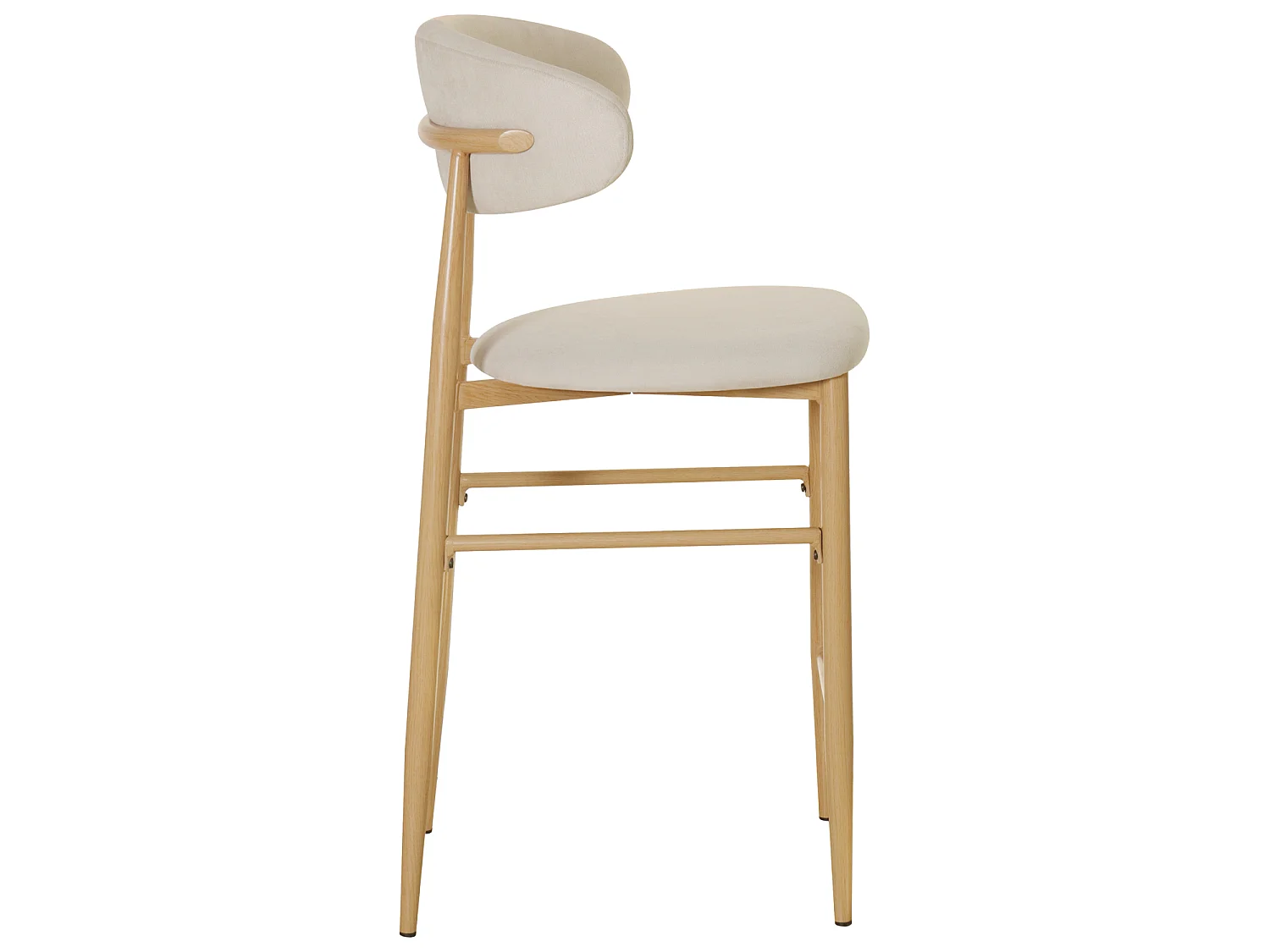Lot de 2 tabourets de bar beige et métal effet bois clair SIMON - HAPPY GARDEN