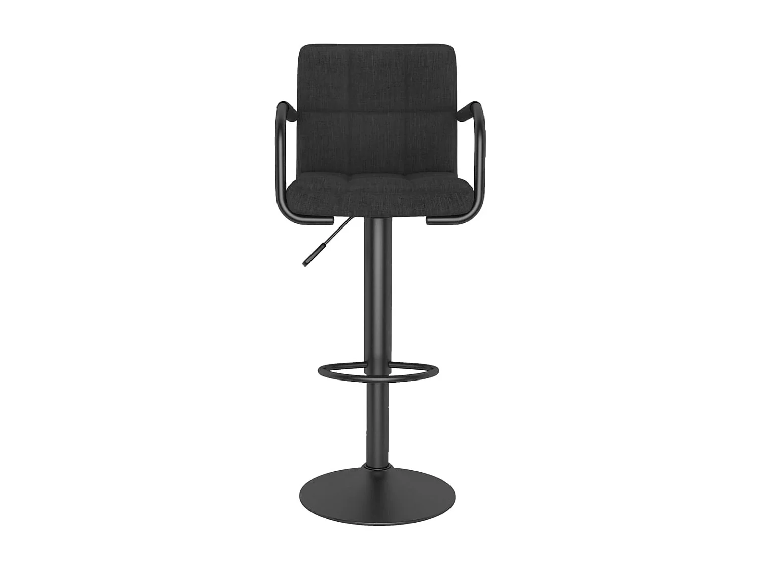 Tabouret capitonné tissu noir avec accoudoir et pied acier noir Volka - Lot de 2