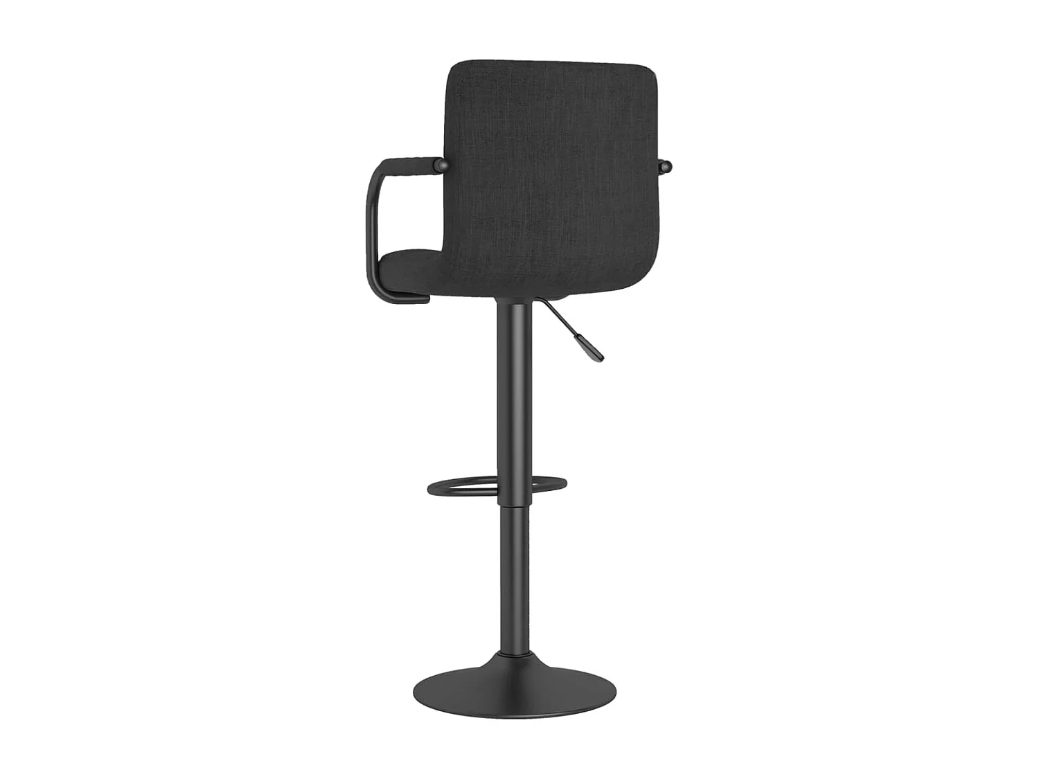 Tabouret capitonné tissu noir avec accoudoir et pied acier noir Volka - Lot de 2