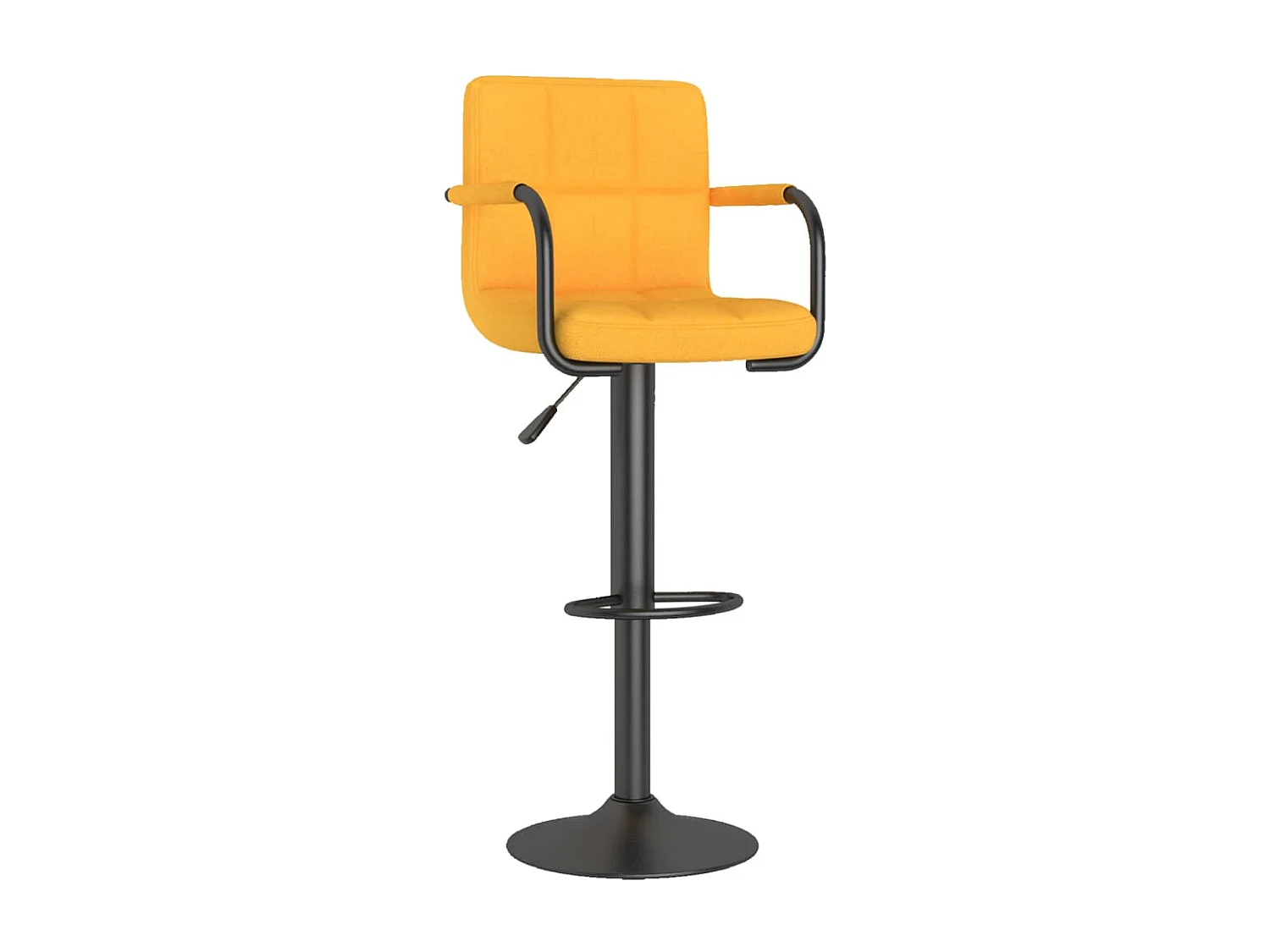 Tabouret capitonné tissu jaune avec accoudoir et pied acier noir Volka - Lot de 2
