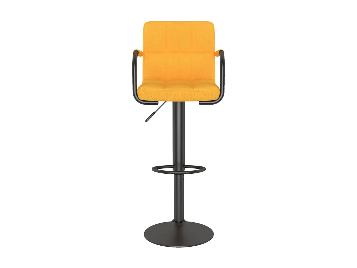 Tabouret capitonné tissu jaune avec accoudoir et pied acier noir Volka - Lot de 2