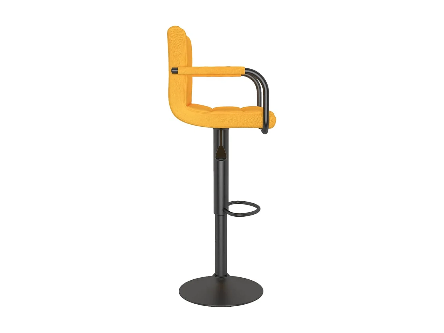 Tabouret capitonné tissu jaune avec accoudoir et pied acier noir Volka - Lot de 2