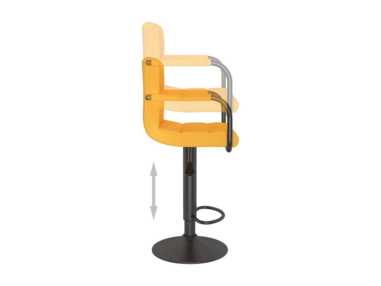 Tabouret capitonné tissu jaune avec accoudoir et pied acier noir Volka - Lot de 2