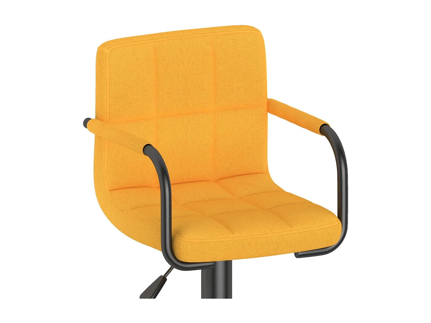 Tabouret capitonné tissu jaune avec accoudoir et pied acier noir Volka - Lot de 2