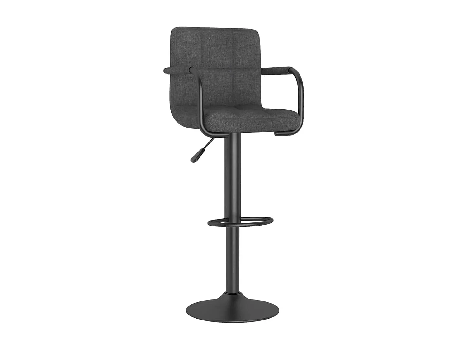 Tabouret capitonné tissu gris foncé avec accoudoir et pied acier noir Volka - Lot de 2