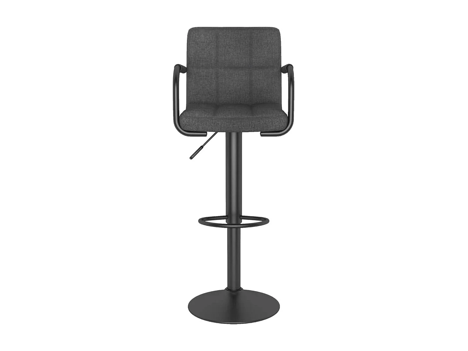 Tabouret capitonné tissu gris foncé avec accoudoir et pied acier noir Volka - Lot de 2