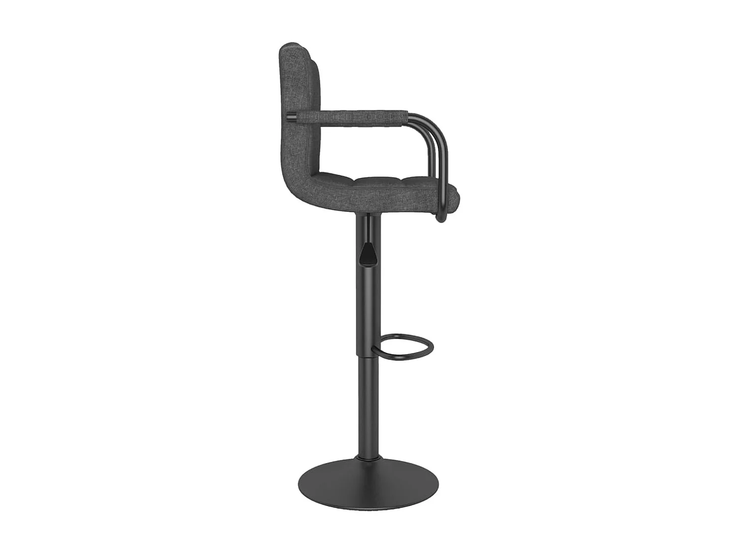 Tabouret capitonné tissu gris foncé avec accoudoir et pied acier noir Volka - Lot de 2