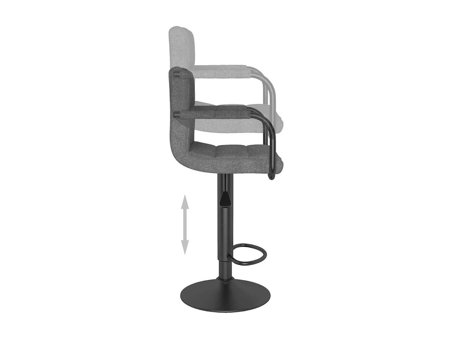 Tabouret capitonné tissu gris foncé avec accoudoir et pied acier noir Volka - Lot de 2