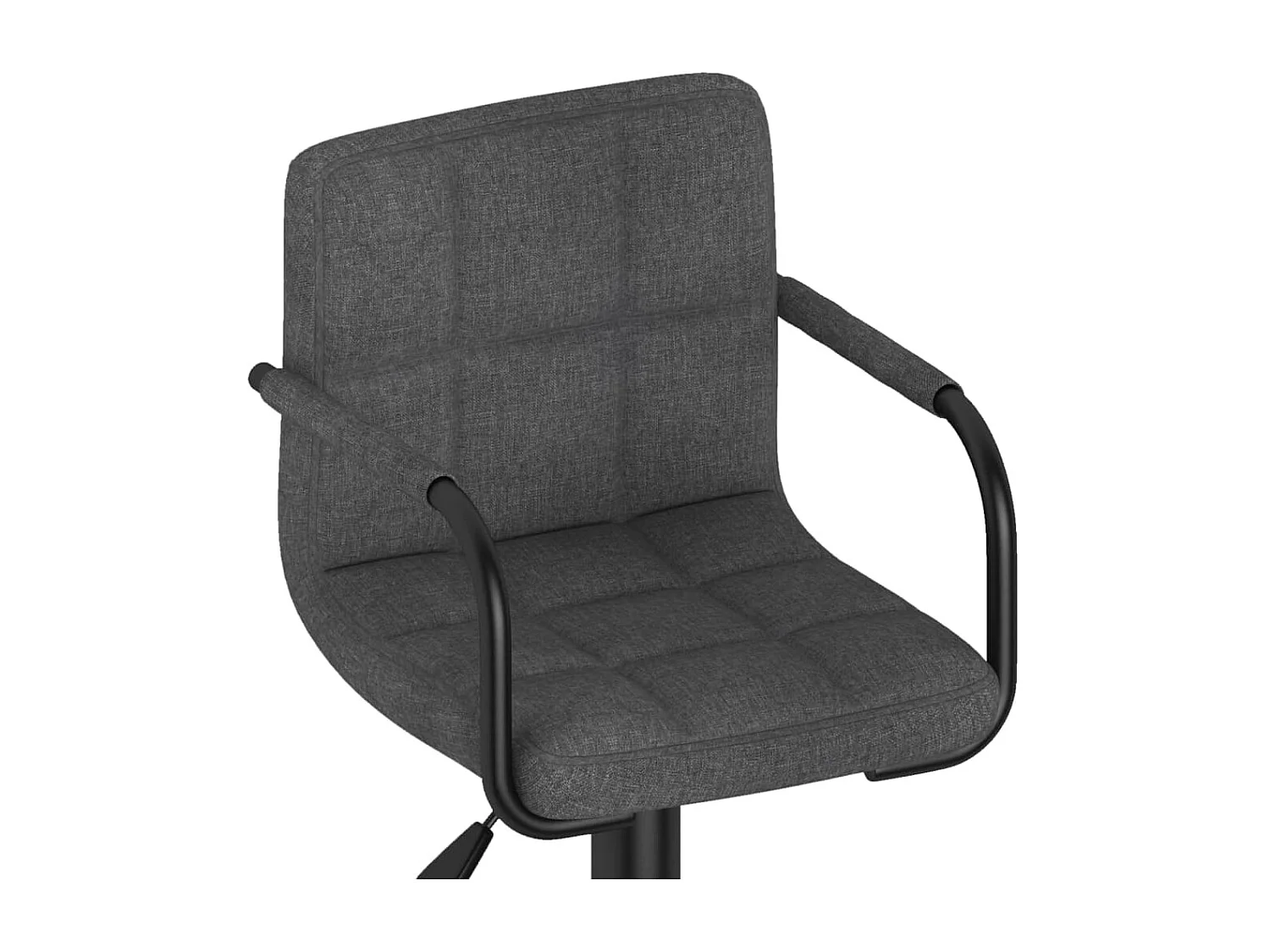 Tabouret capitonné tissu gris foncé avec accoudoir et pied acier noir Volka - Lot de 2