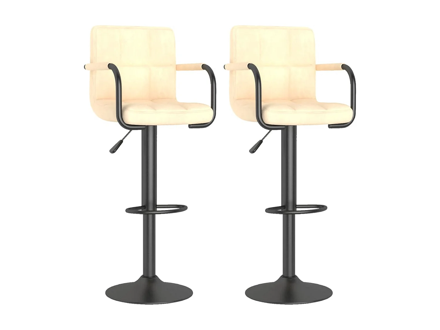 Tabourets de bar design avec accoudoir velours crème Konfa - Lot de 2