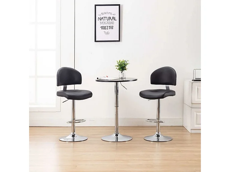 Tabouret de bar réglable simili cuir noir et métal chromé Axim