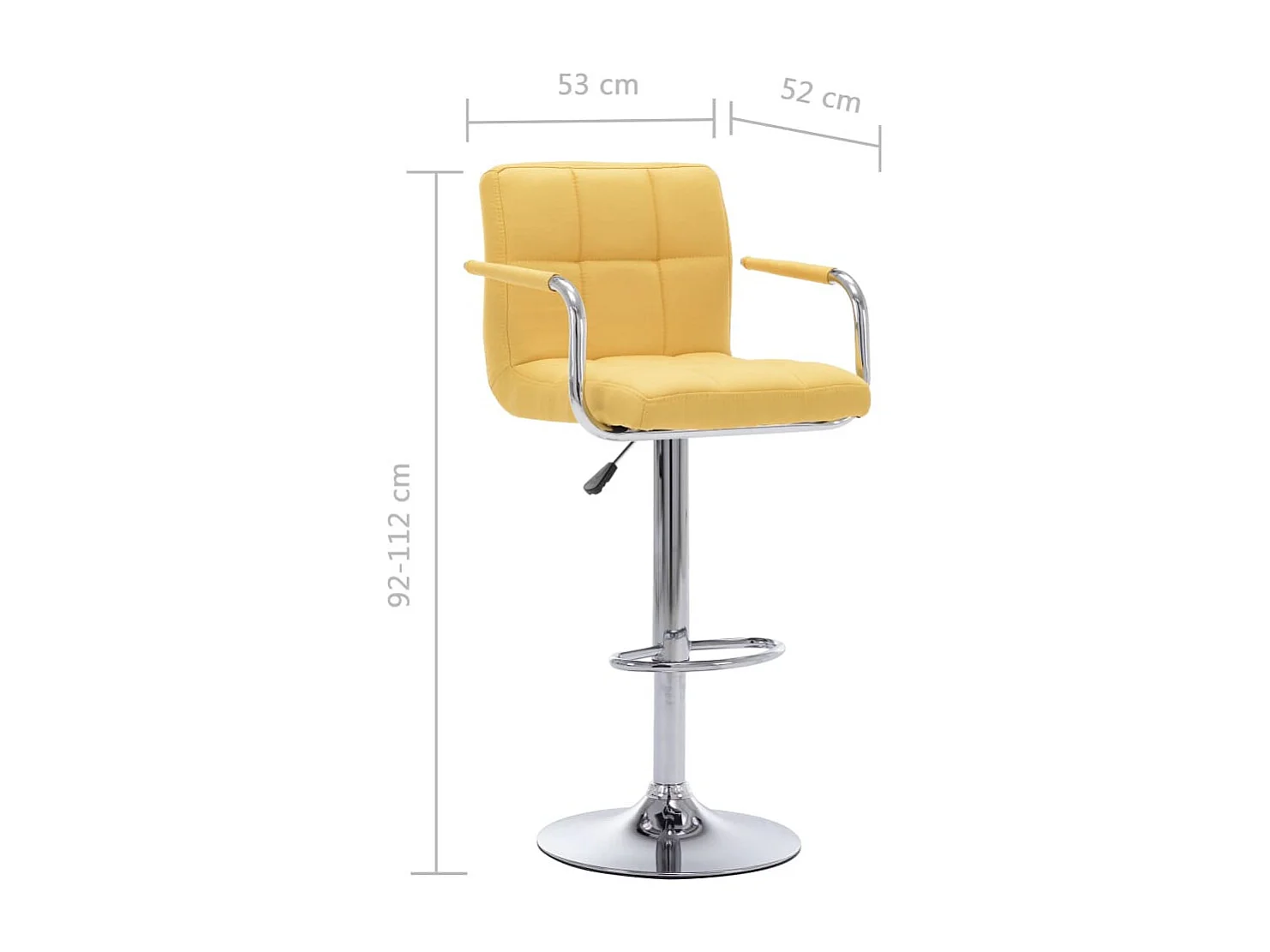 Chaises de bar 2 pcs Jaune Tissu