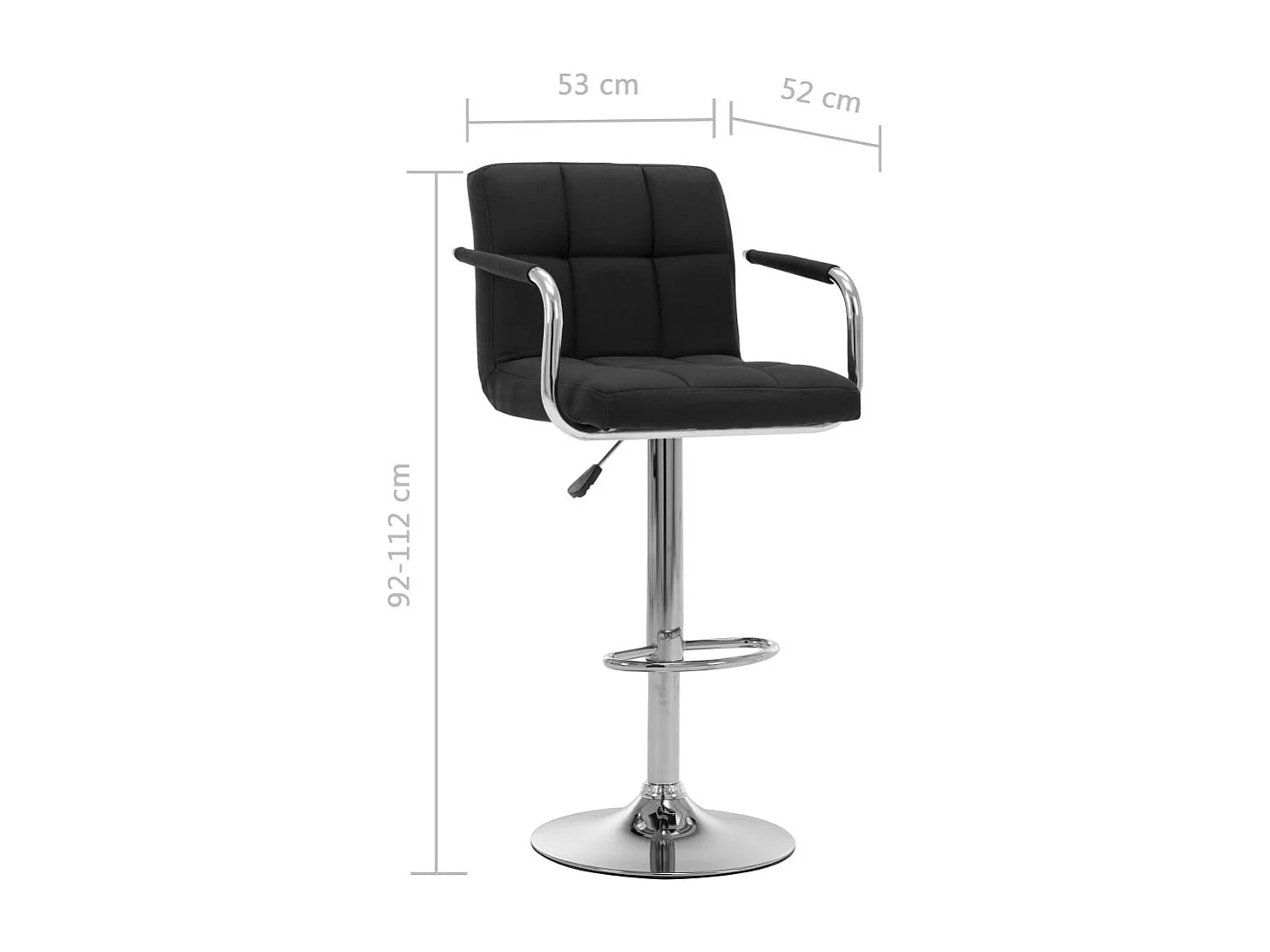 Chaises de bar 2 pcs Noir Tissu