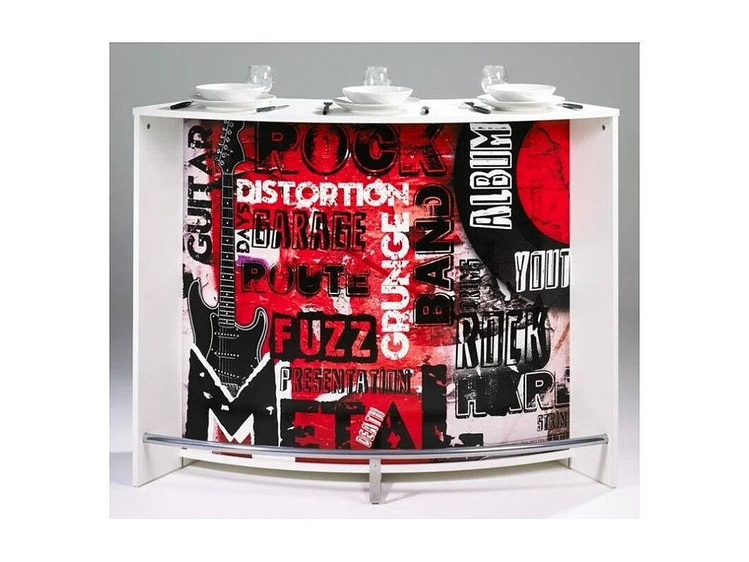 Wit en steenprint 2-deurs bar Snack 134 cm