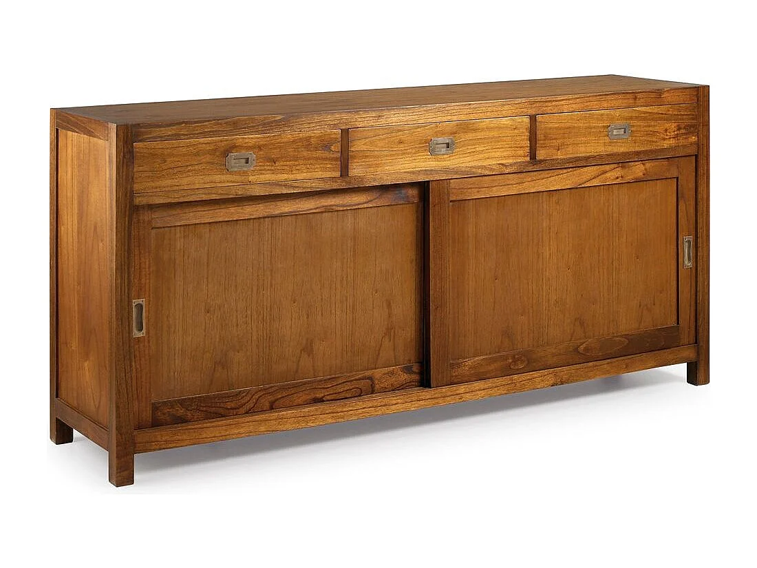 Buffet en bois massif de Mindy 2 portes coulissantes 3 tiroirs Orka 180cm