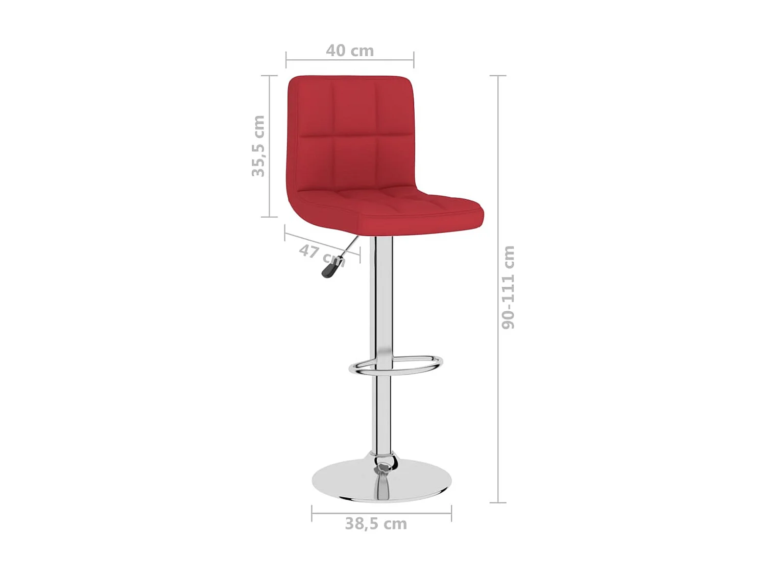 Tabourets de bar 2 pcs Rouge bordeaux Tissu 9