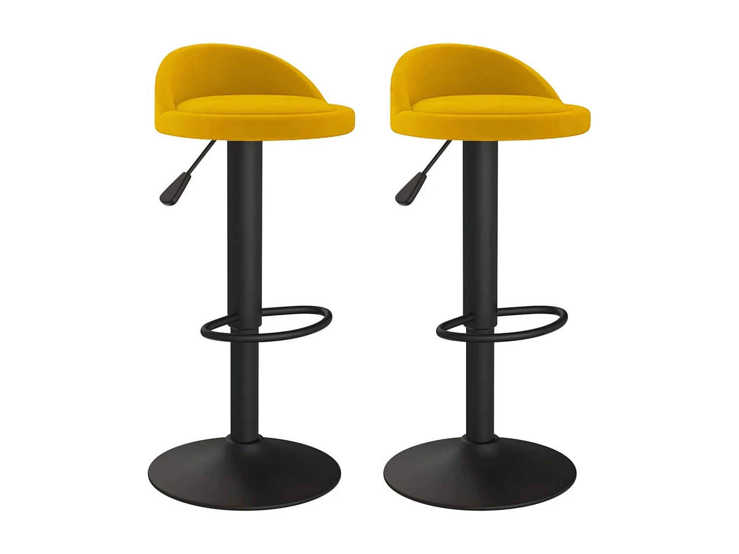 Tabourets de bar 2 pcs Jaune Velours 2