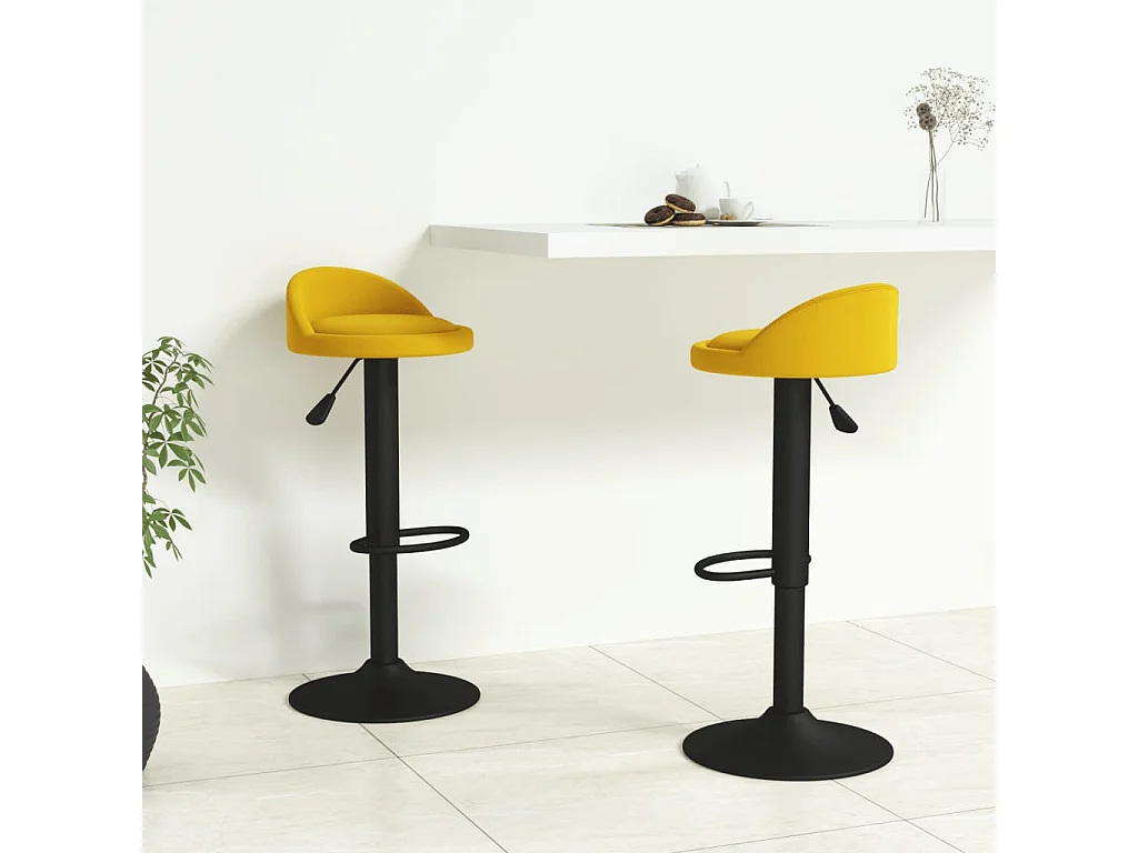 Tabourets de bar 2 pcs Jaune Velours 2