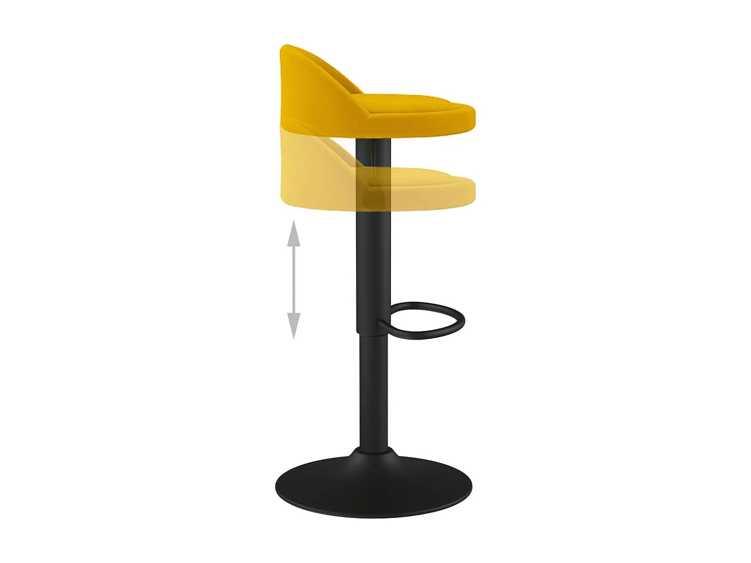 Tabourets de bar 2 pcs Jaune Velours 2
