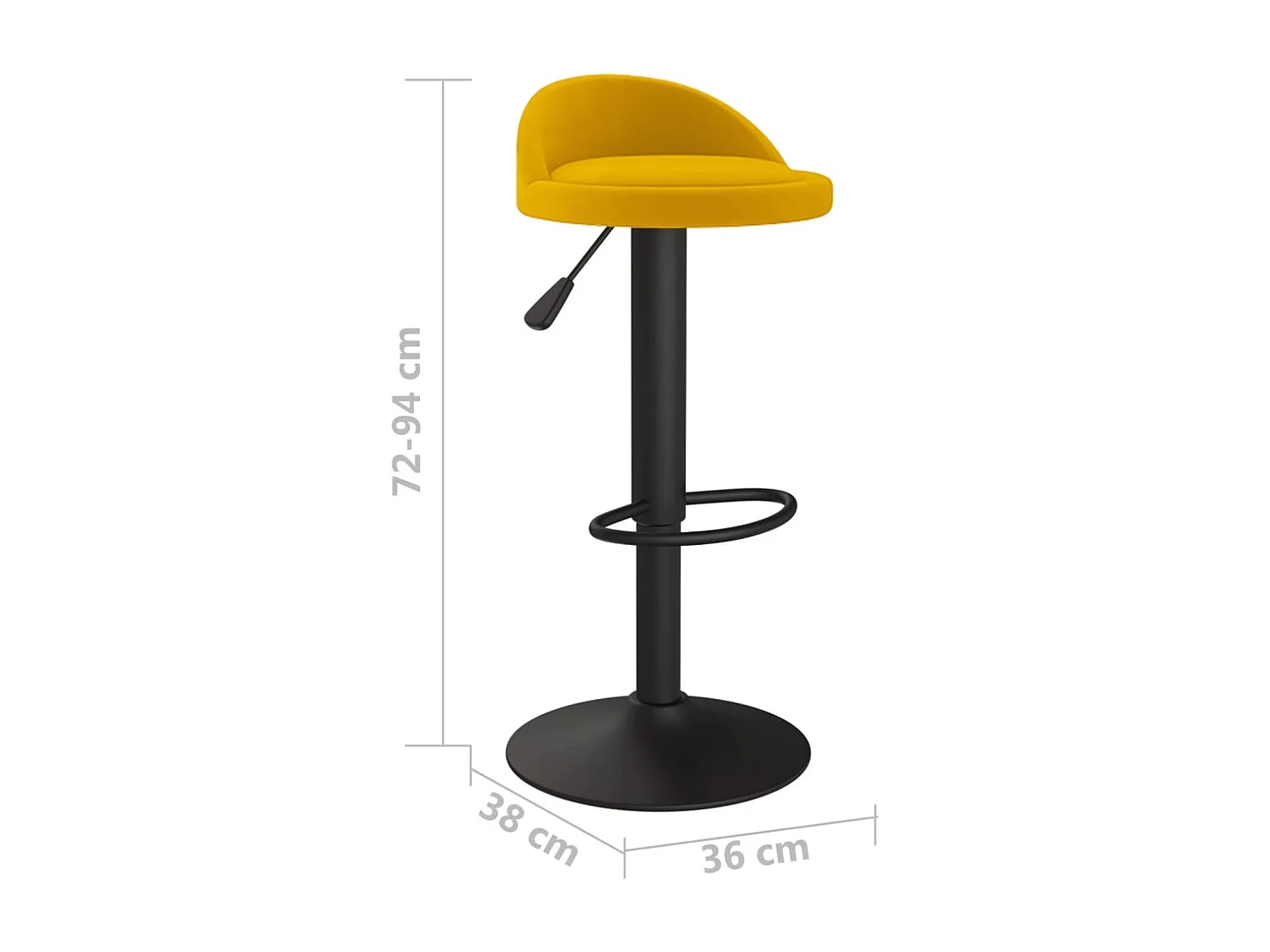 Tabourets de bar 2 pcs Jaune Velours 2
