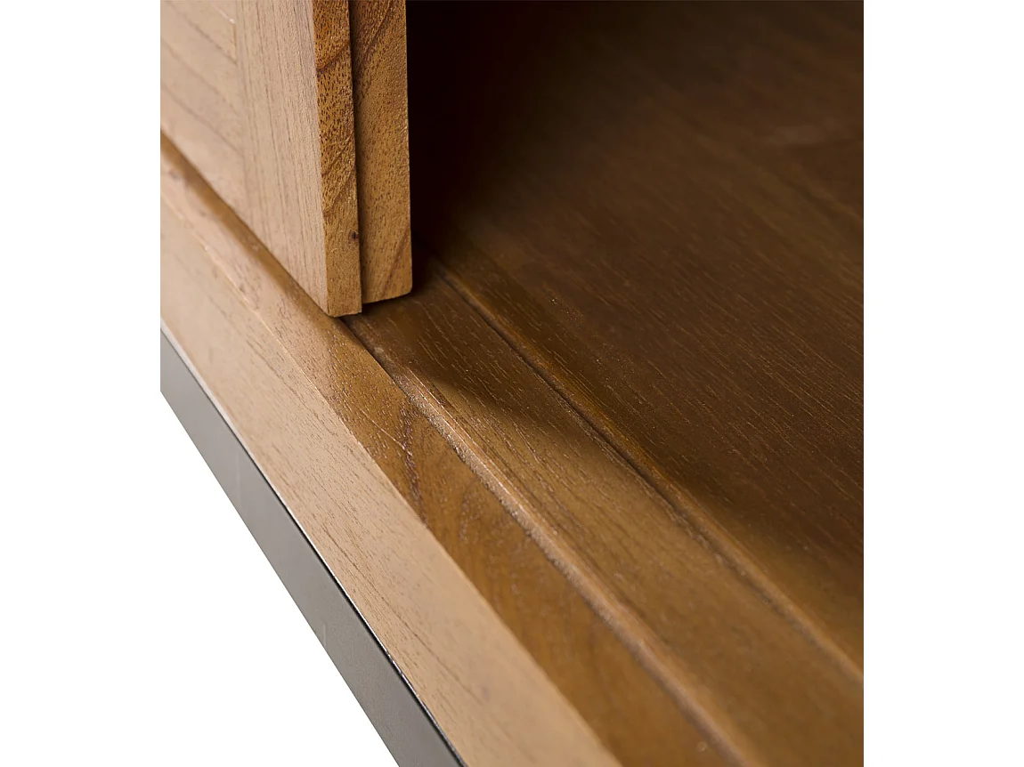 Buffet en bois clair massif de Mindy 2 portes coulissantes 3 tiroirs Zandhu 180cm