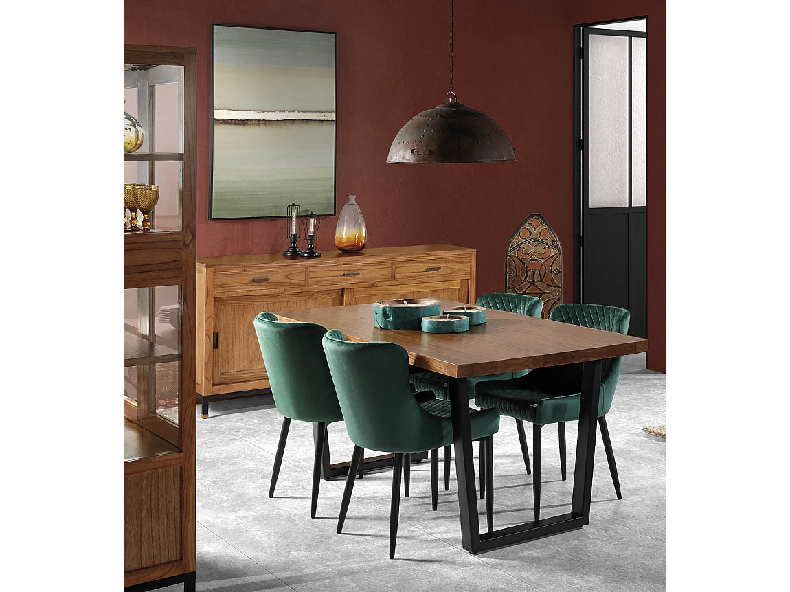 Buffet en bois clair massif de Mindy 2 portes coulissantes 3 tiroirs Zandhu 180cm