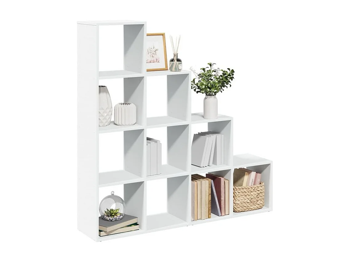 Étagère séparatrice de pièce à 4 niveaux blanc 131,5x29x131,5