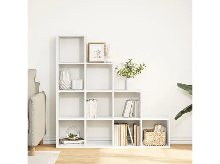 Étagère séparatrice de pièce à 4 niveaux blanc 131,5x29x131,5