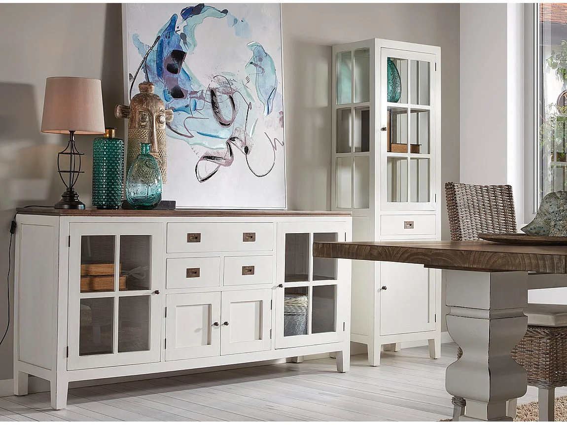 Buffet KOREST – Bois massif blanc et marron