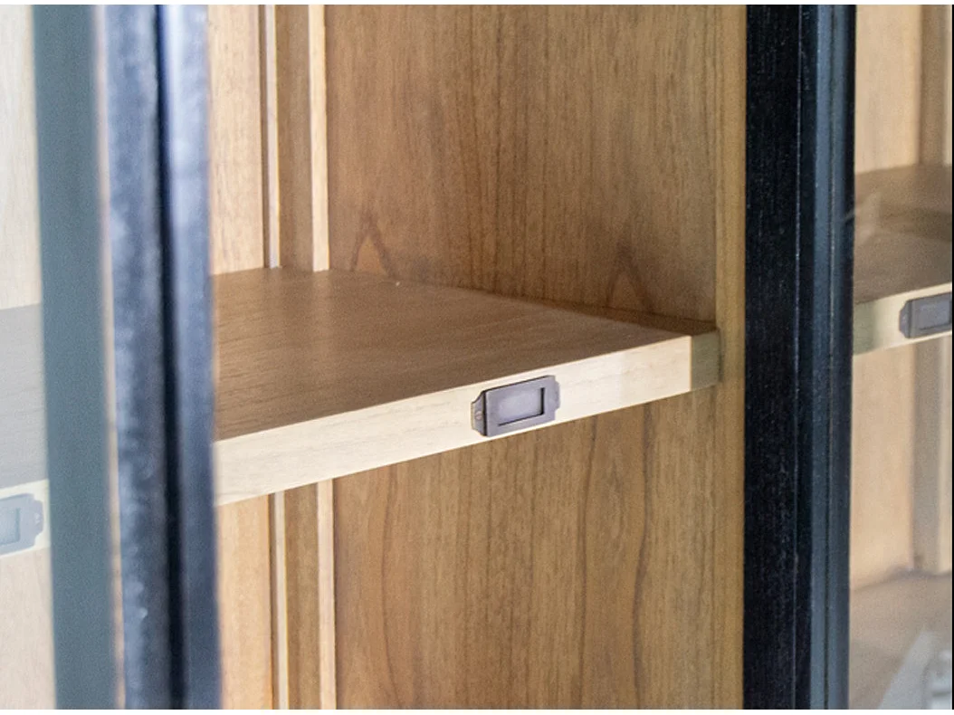 Buffet en bois massif noir 4 portes vitrées Forka 140cm