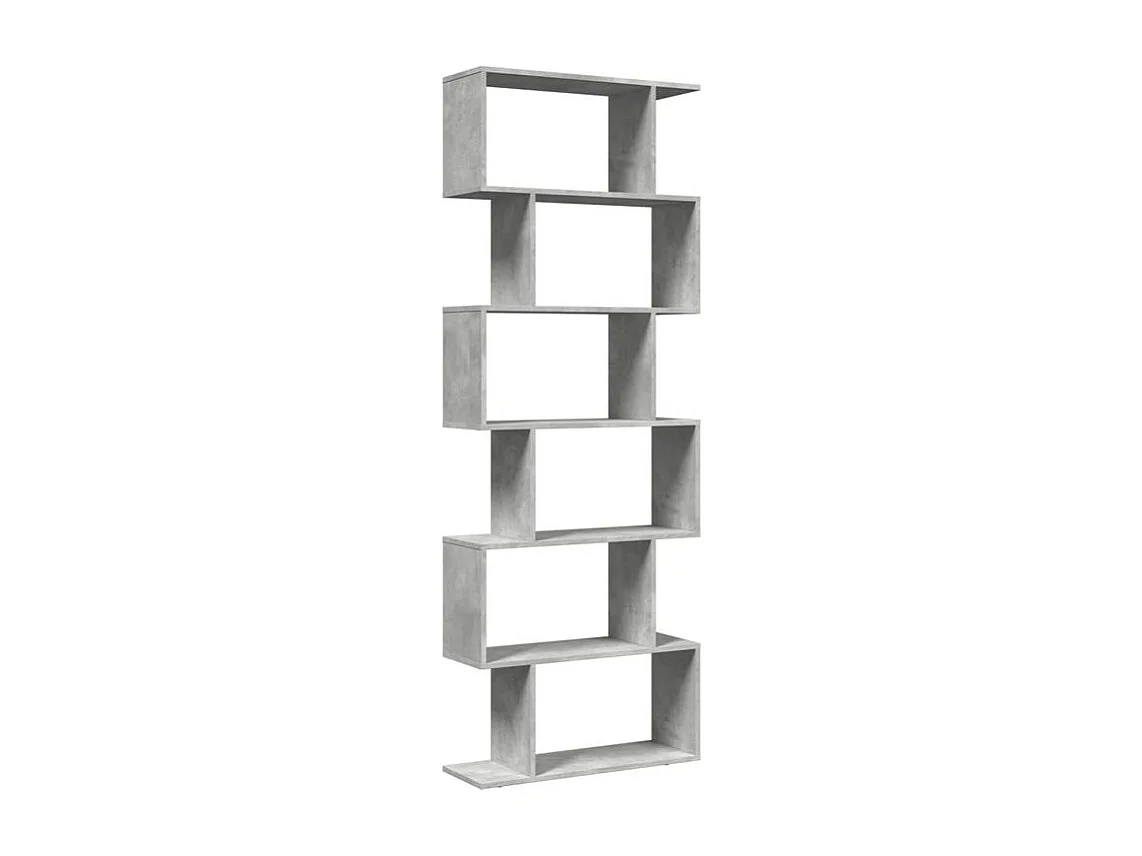 Étagère séparatrice de pièce à 6 niveaux gris béton 70x24x193