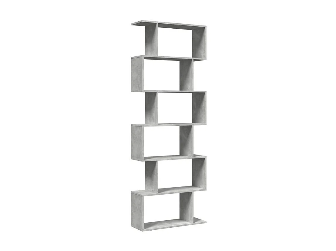 Étagère séparatrice de pièce à 6 niveaux gris béton 70x24x193