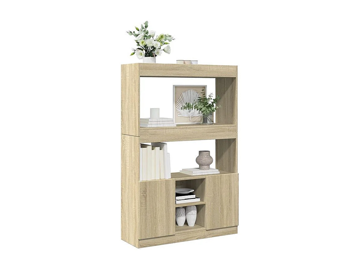 Bibliothèque multifonctionnelle en bois L92xH140xP33 – Collection Bibla-Chêne clair