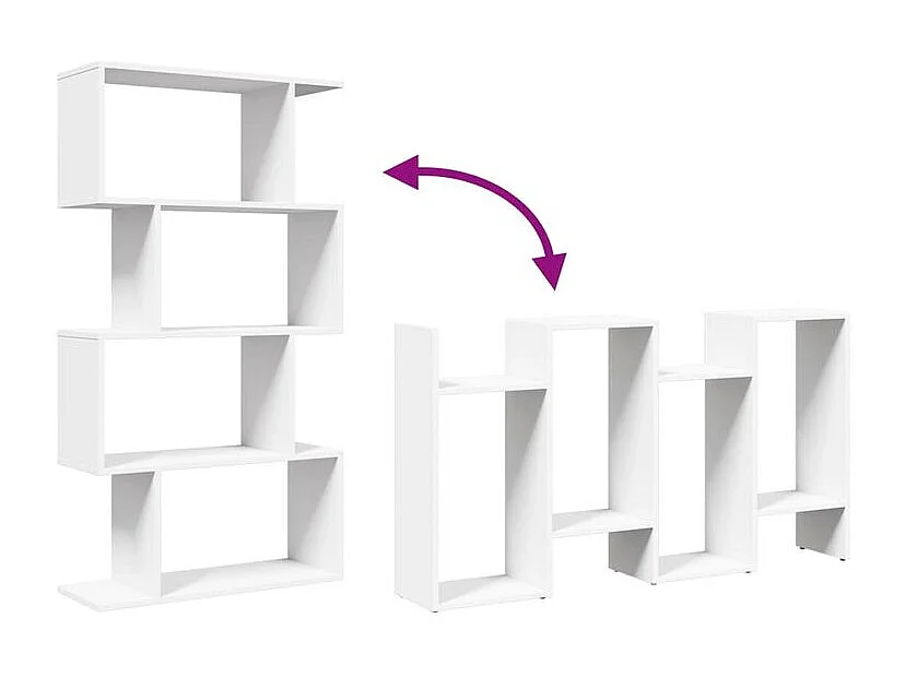 Étagère séparatrice de pièce à 4 niveaux blanc bois ingénierie