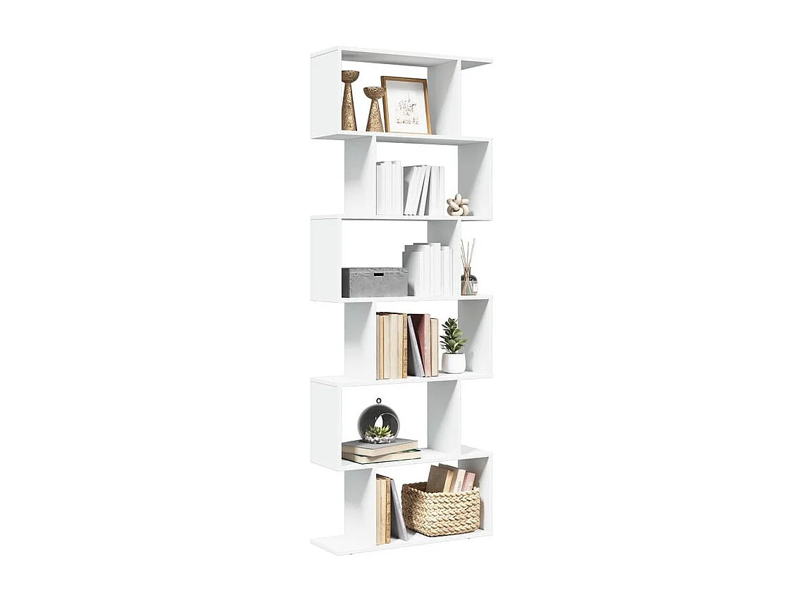 Étagère séparatrice de pièce à 6 niveaux blanc 70x24x193