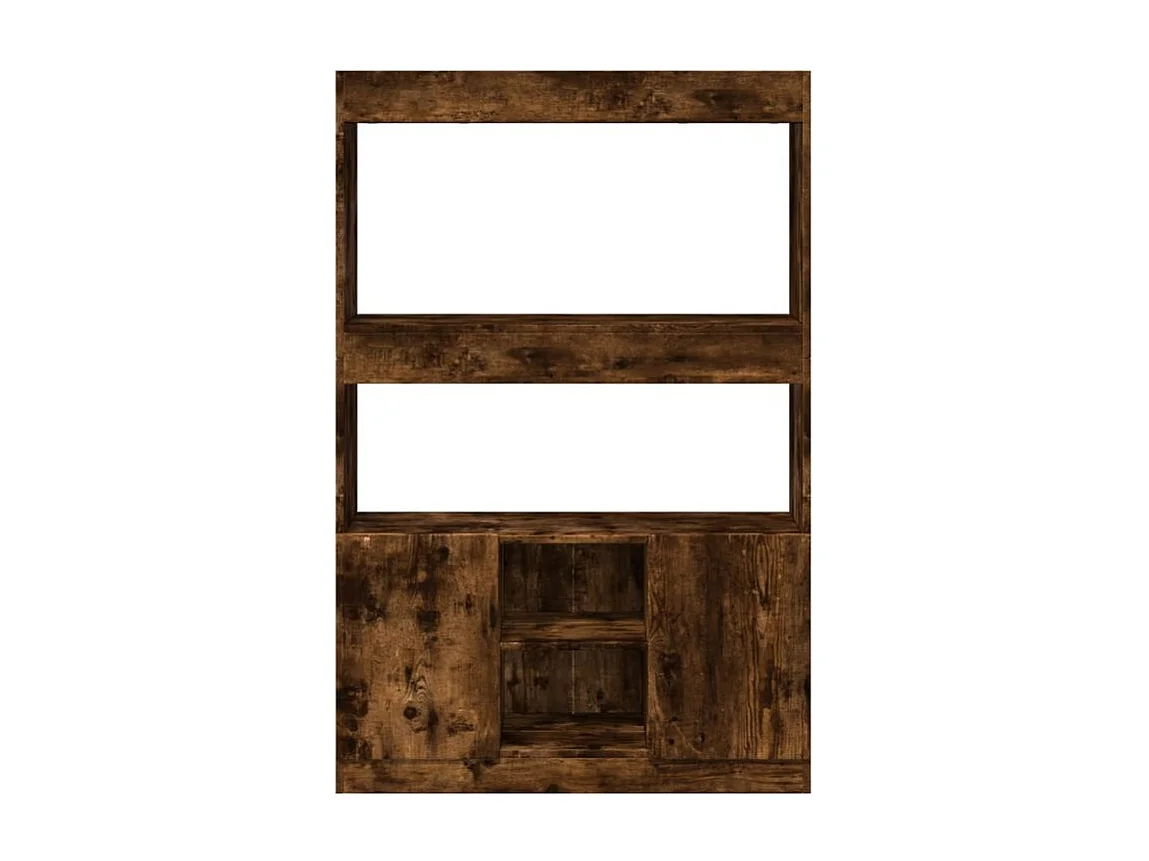 Bibliothèque multifonctionnelle en bois L92xH140xP33 – Collection Bibla-Marron fumé