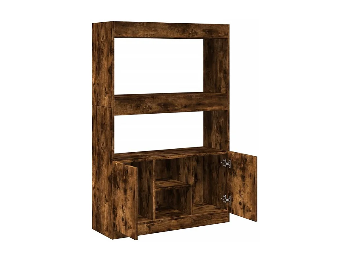 Bibliothèque multifonctionnelle en bois L92xH140xP33 – Collection Bibla-Marron fumé