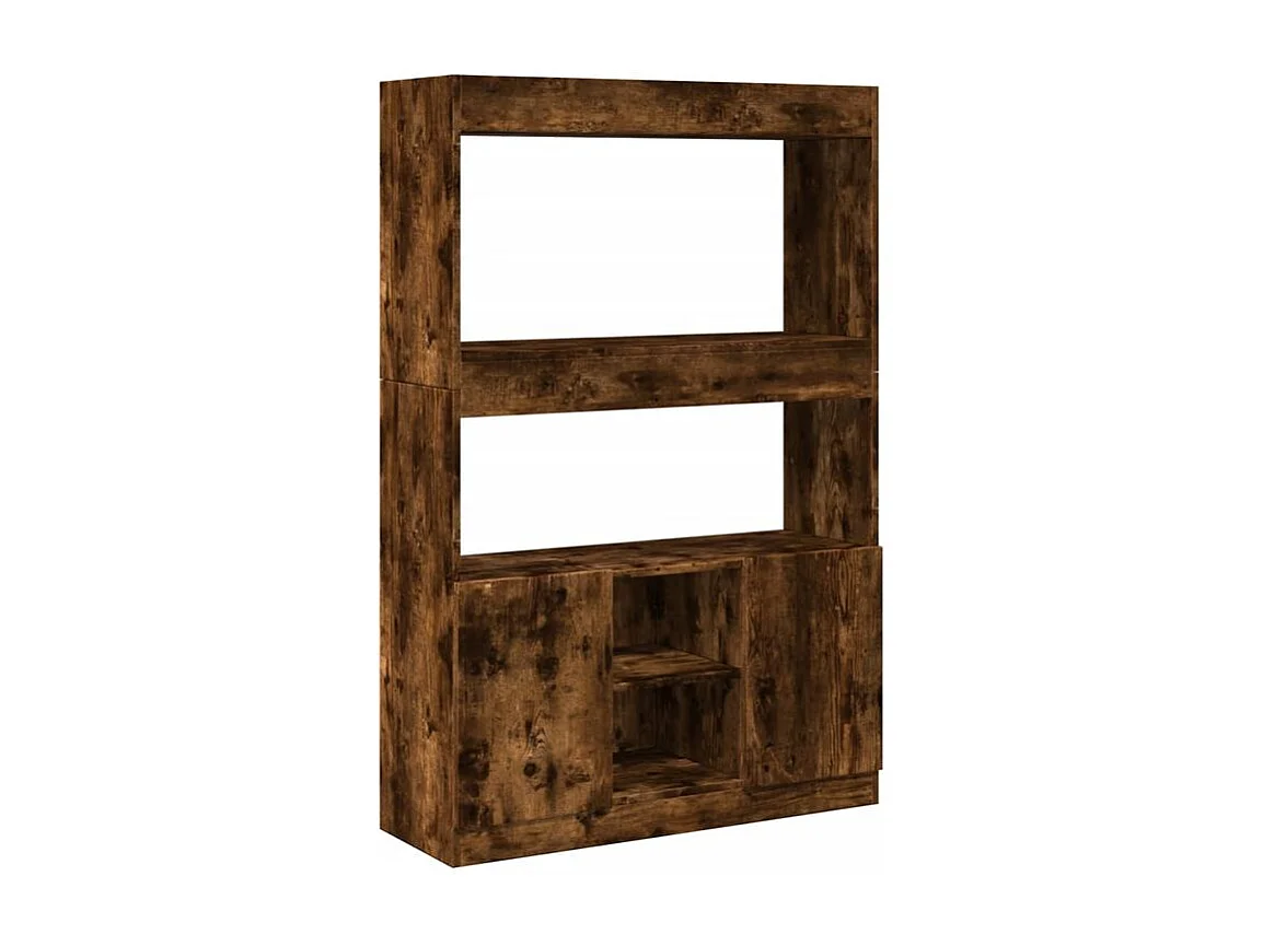Bibliothèque multifonctionnelle en bois L92xH140xP33 – Collection Bibla-Marron fumé