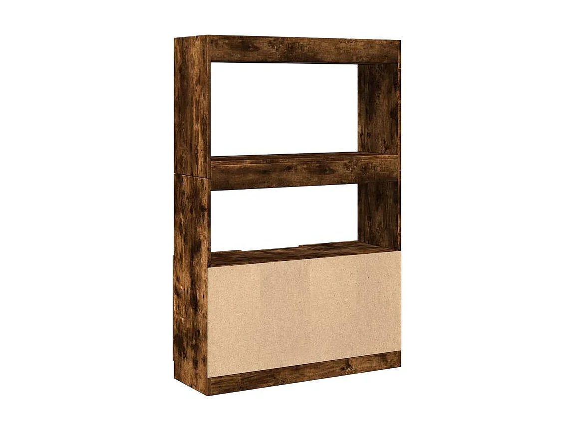 Bibliothèque multifonctionnelle en bois L92xH140xP33 – Collection Bibla-Marron fumé