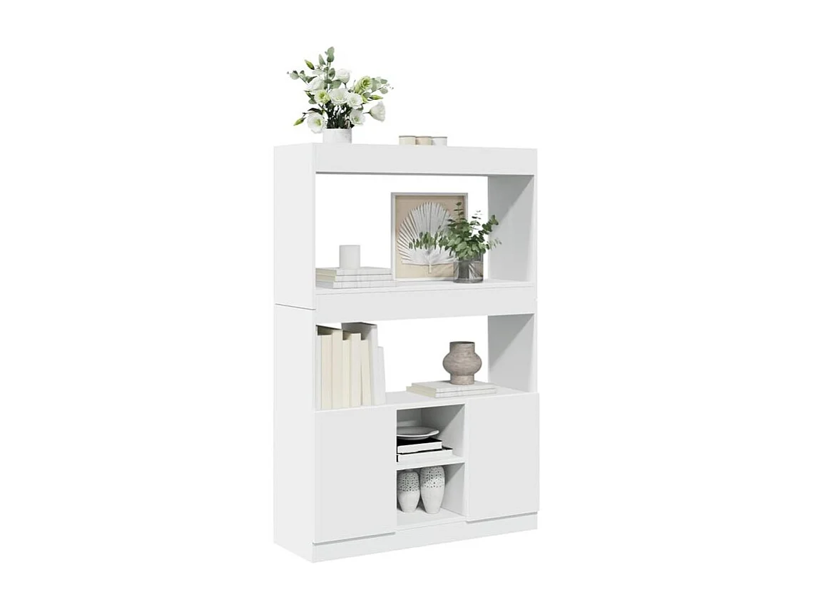 Bibliothèque multifonctionnelle en bois L92xH140xP33 – Collection Bibla-Blanc