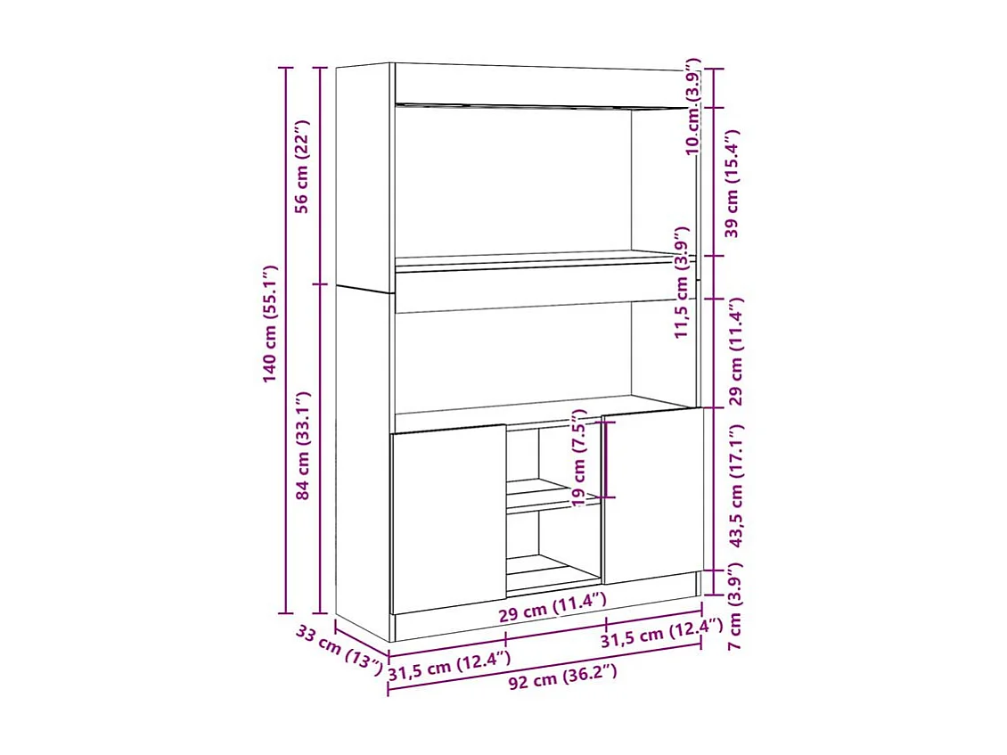 Bibliothèque multifonctionnelle en bois L92xH140xP33 – Collection Bibla-Blanc