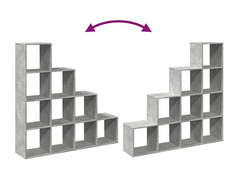 Étagère séparatrice de pièce à 4 niveaux gris béton