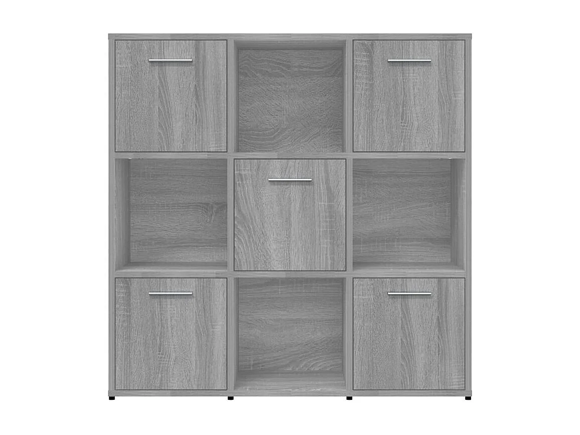 Bibliothèque étagère en bois Lozka 98cm - 4 niche 5 porte-Chêne gris
