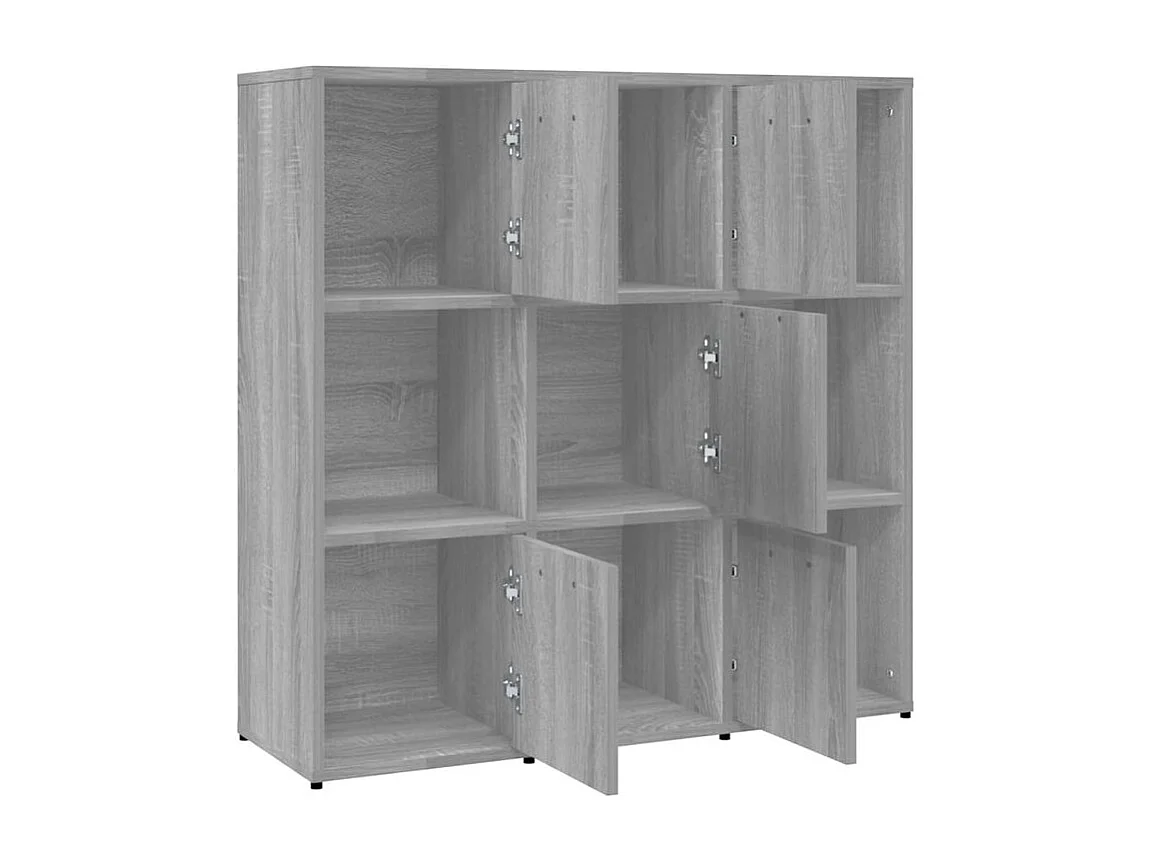 Bibliothèque étagère en bois Lozka 98cm - 4 niche 5 porte-Chêne gris