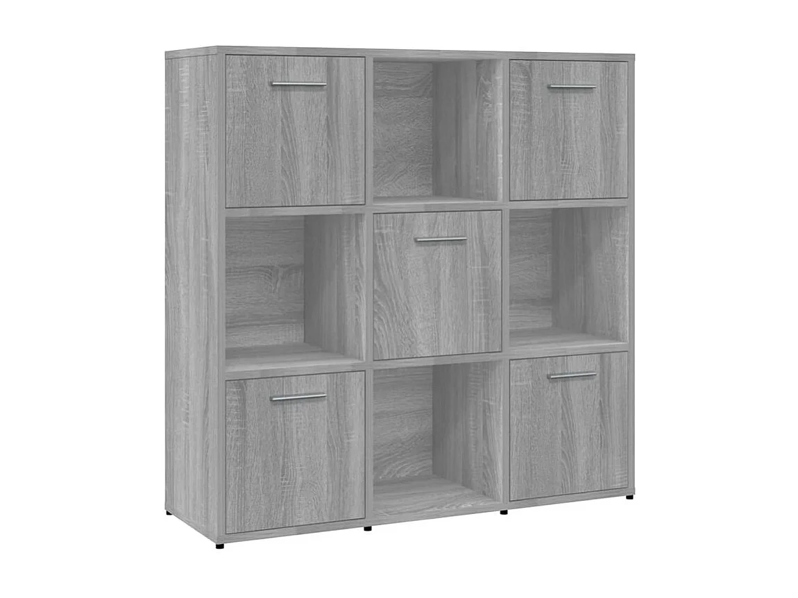 Bibliothèque étagère en bois Lozka 98cm - 4 niche 5 porte-Chêne gris