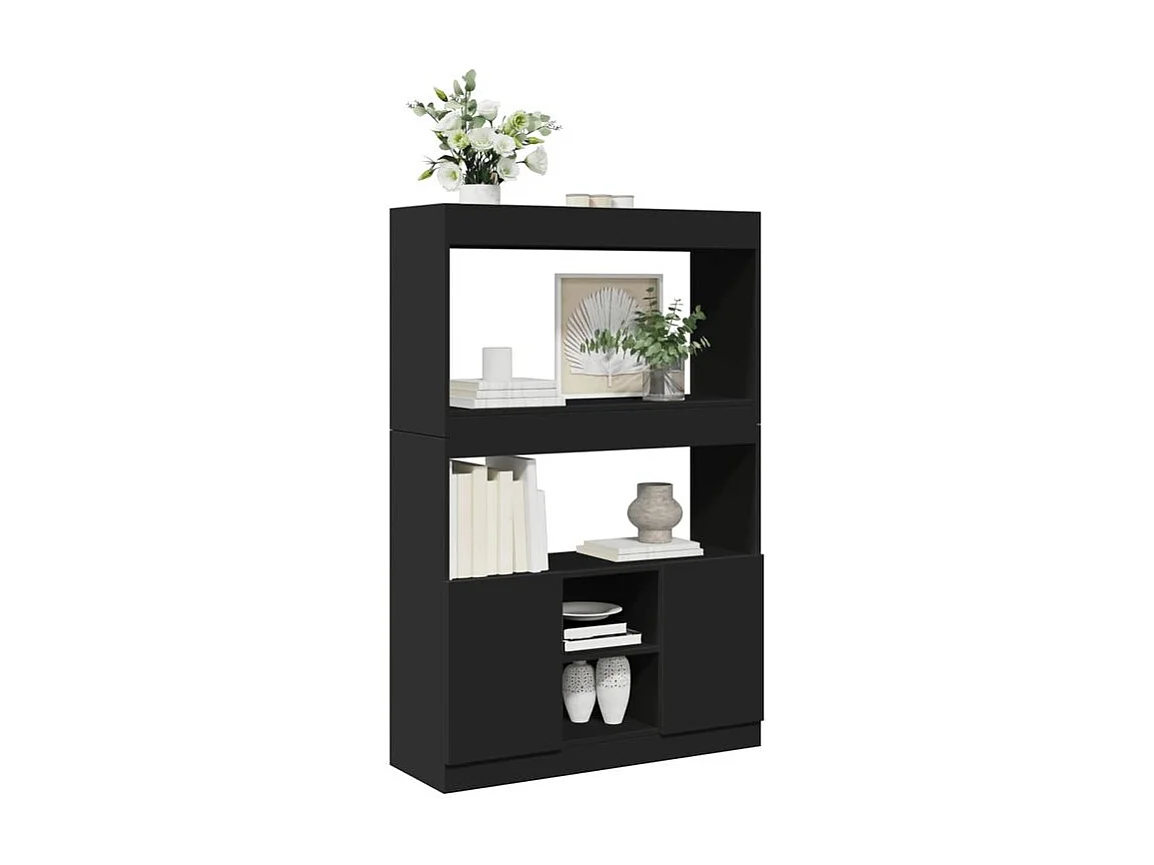 Bibliothèque multifonctionnelle en bois L92xH140xP33 – Collection Bibla-Noir