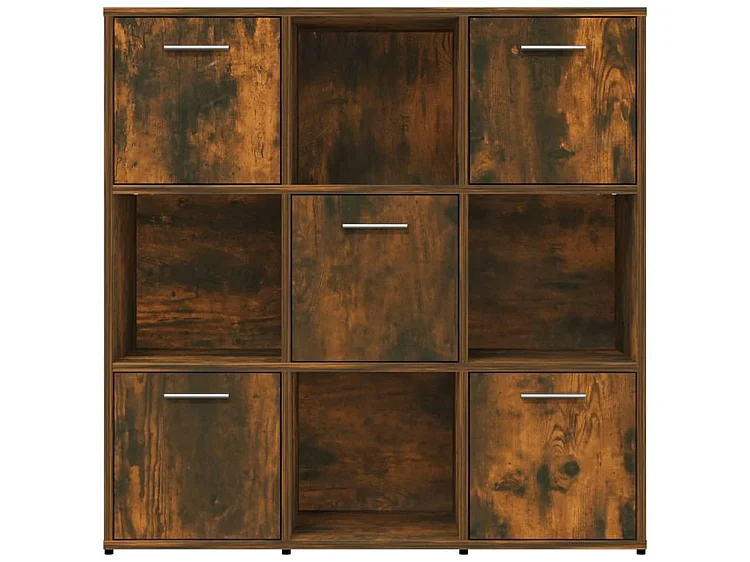 Bibliothèque étagère en bois Lozka 98cm - 4 niche 5 porte-Marron fumé