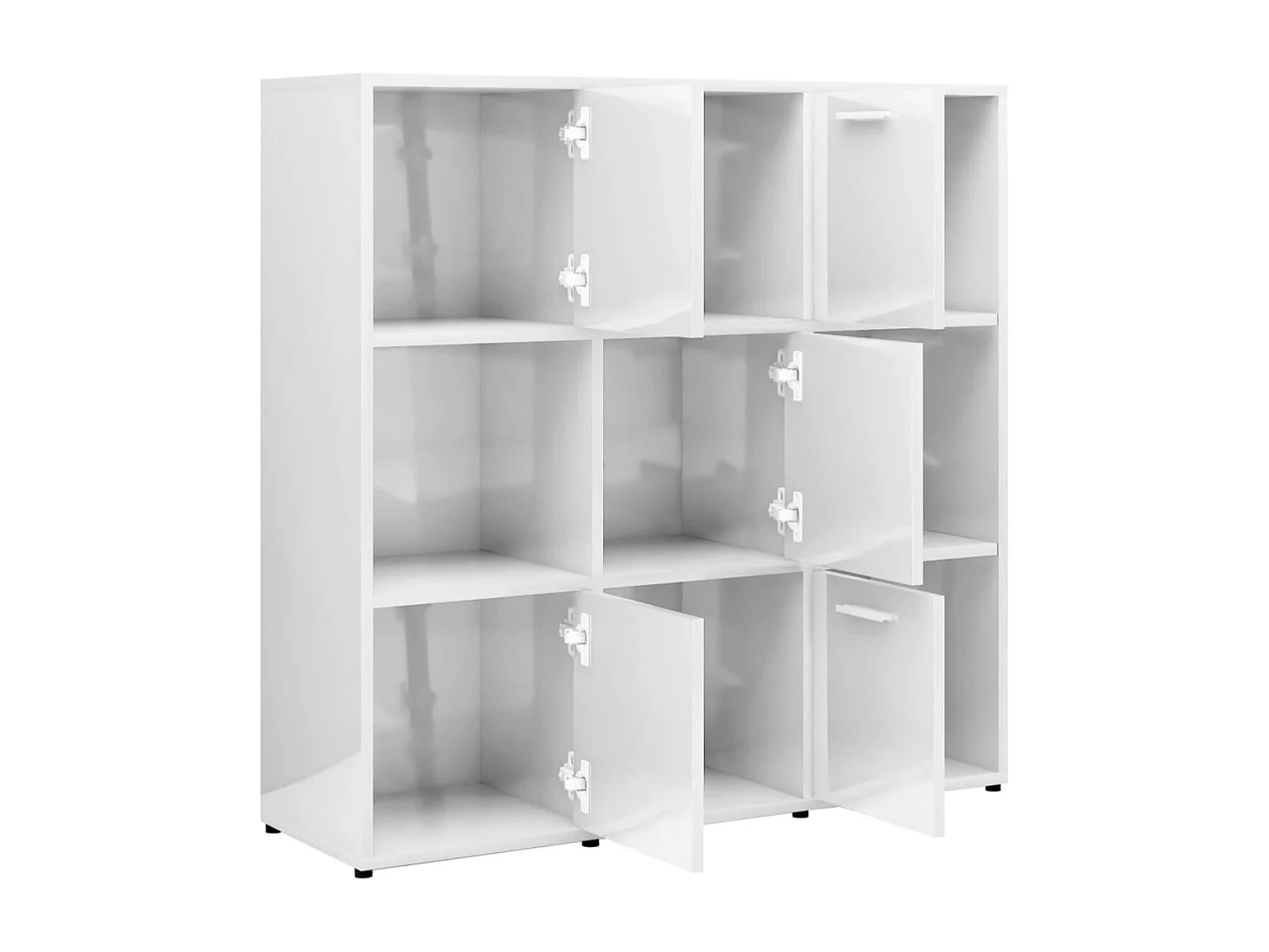 Bibliothèque étagère en bois Lozka 98cm - 4 niche 5 porte-Marron fumé