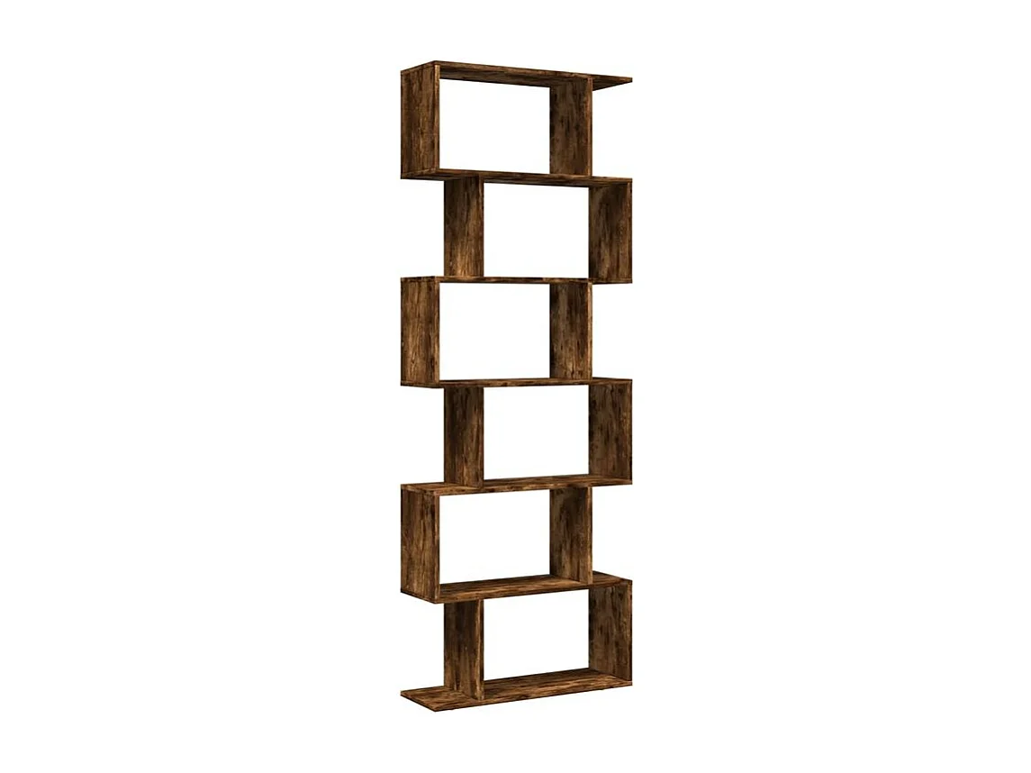 Étagère séparatrice de pièce à 6 niveaux chêne fumé 70x24x193